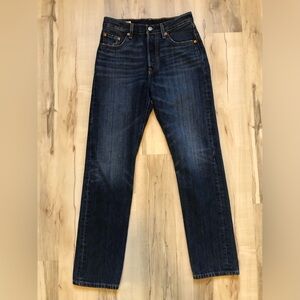 Levi's 50 Women's High Rise Straight Leg Jeans in Deep Blue Wash W25” x L30”